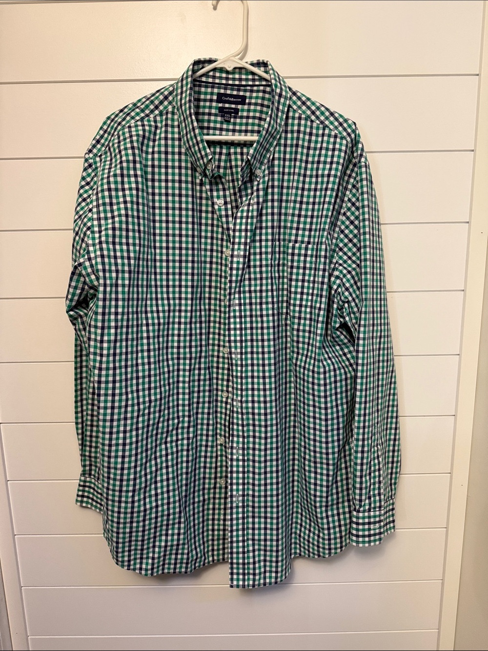 croft & barrow Green and White Checked Button-Down Shirt